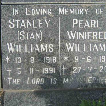 WILLIAMS Stanley 1918-1991 &amp; Pearl Winifred 1919-2001