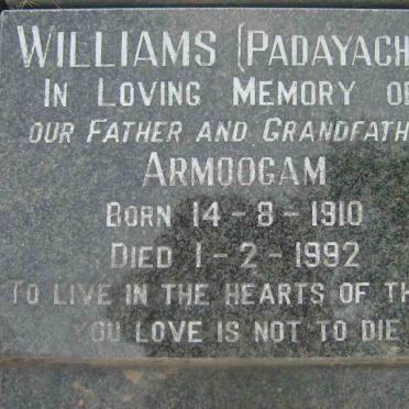 WILLIAMS Armoogam nee PADAYACHEE 1910-1992