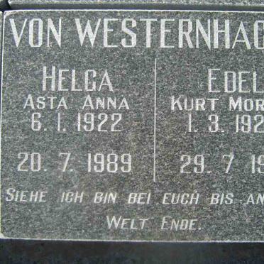 WESTERNHAGEN  Edel Kurt Moritz 1922-1992 &amp; Helga Asta Anna 1922-1989