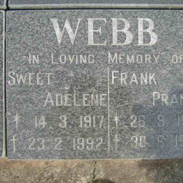 WEBB  Frank Prance 1909-1995 &amp; Adelene 1917-1992
