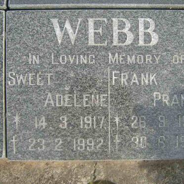 WEBB  Frank Prance 1909-1995 &amp; Adelene 1917-1992