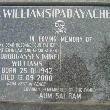 WILLIAMS Muroogassen nee PADAYACHEE 1942-2000