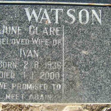 WATSON June Clare 1936-2000