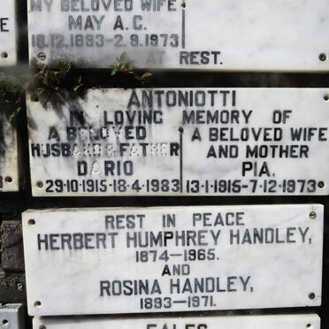 ANTONIOTTI Dario 1915-1983 &amp; Pia 1915-1973