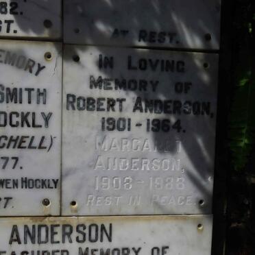 ANDERSON Robert 1901-1964 &amp; Margaret 1908-1988