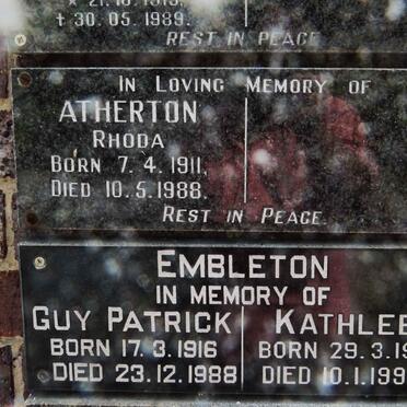 ATHERTON Rhoda 1911-1988