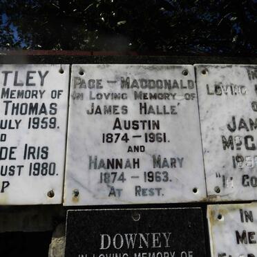 AUSTIN James Halle 1874-1961 &amp; Hannah Mary 1874-1963