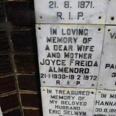 ALMENDRO Joyce Freida 1930-1972