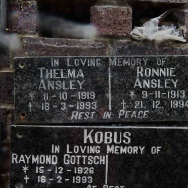 ANSLEY Ronnie 1913-1994 &amp; Thelma 1919-1993