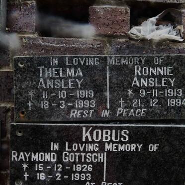 ANSLEY Ronnie 1913-1994 &amp; Thelma 1919-1993