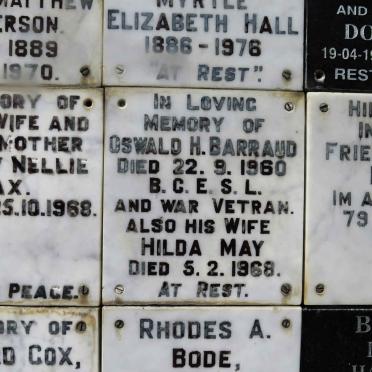 BARRAUD Oswald H. -1960 &amp; Hilda May -1968