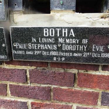 BOTHA Paul Stephanus -1980 &amp; Dorothy Evie -1996