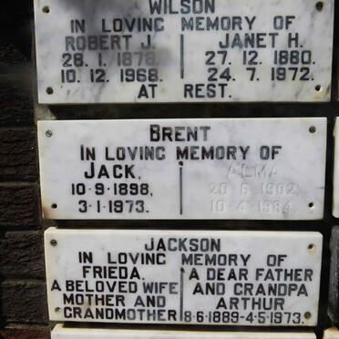 BRENT Jack 1898-1973 &amp; Alma 1902-1984