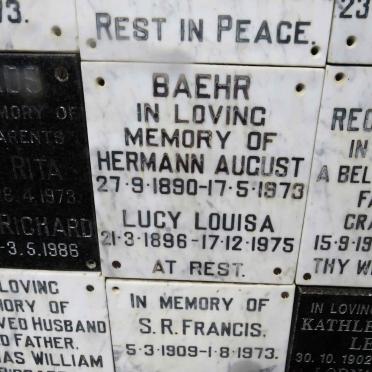 BAEHR Hermann August 1890-1973 &amp; Lucy Louisa 1896-1975