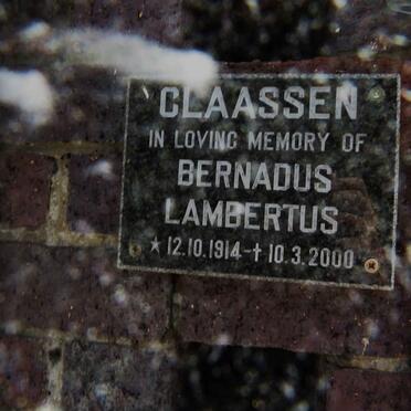 CLAASSEN Bernadus Lambertus 1914-2000