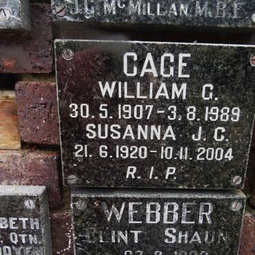 CAGE William G. 1907-1989 &amp; Susanna J.C. 1920-2004