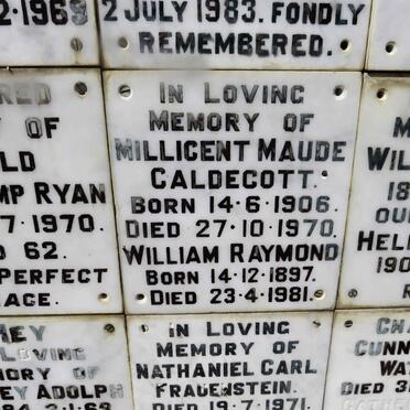 CALDECOTT William Raymond 1897-1981 &amp; Millicent Maude 1906-1970