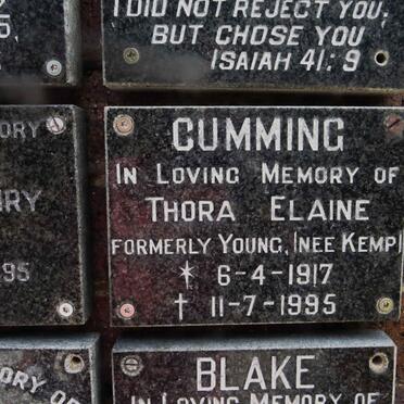 CUMMING Thora Elaine formerly YOUNG nee KEMP 1917-1995