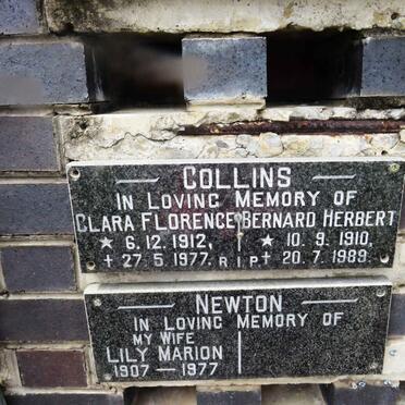 COLLINS Bernard Herbert 1910-1989 &amp; Clara Florence 1912-1977