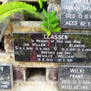 CLASSEN Jan Willem 1896-1965 &amp; Blanche 1897-1994 :: CLASSEN Neville William 1933-1991