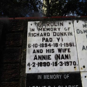 CAROLIN Richard Dunkin 1894-1961 &amp; Annie 1890-1970