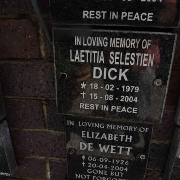 DICK Laetitia Selestien 1979-2004