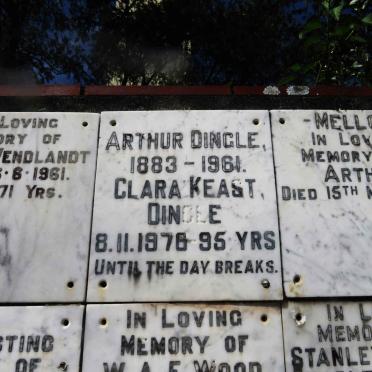 DINGLE Arthur 1883-1961 &amp; Clara Keast -1976