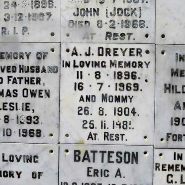 DREYER A.J. 1896-1969 &amp; ? 1904-1981