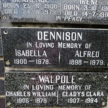 DENNISON Alfred 1898-1979 &amp; Isabella 1900-1978