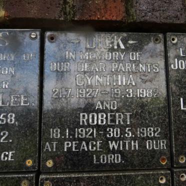 DICK Robert 1921-1982 &amp; Cynthia 1927-1982