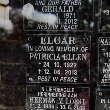 ELGAR Patricia Ellen 1922-2013