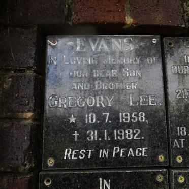EVANS Gregory Lee 1958-1982