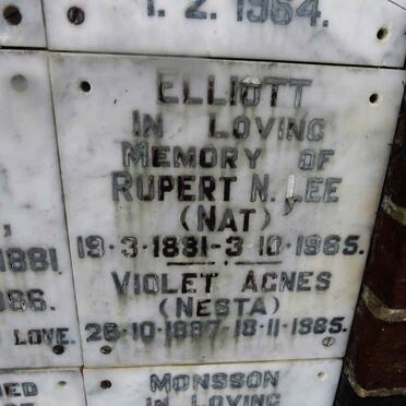 ELLIOTT Rupert N. Lee 1881-1965 &amp; Violet Agnes 1887-1965
