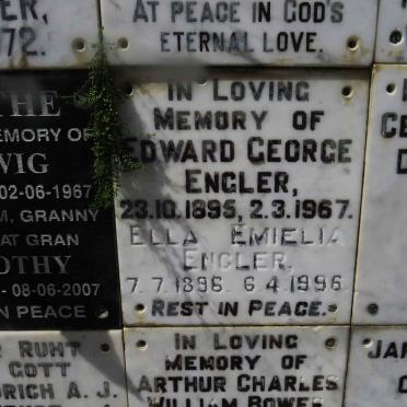 ENGLER Edward George 1895-1967 &amp; Ella Emielia 1896-1996