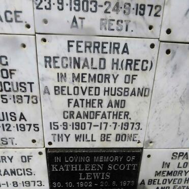 FERREIRA Reginald H. 1907-1973