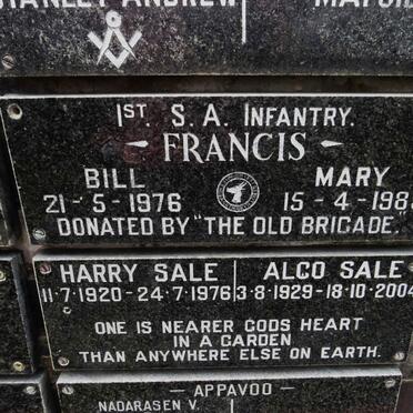 FRANCIS Bill -1976 &amp; Mary -1989