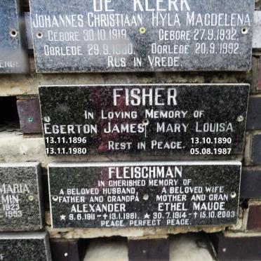 FISHER Egerton James 1896-1980 &amp; Mary Louisa 1890-1987