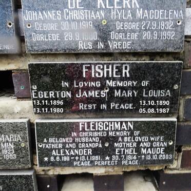 FISHER Egerton James 1896-1980 &amp; Mary Louisa 1890-1987