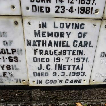 FRAUENSTEIN Nathaniel Carl -1971 &amp; J.C. -1993