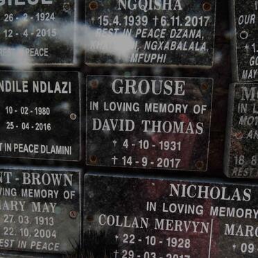 GROUSE David Thomas 1931-2017