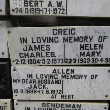 GREIG James Charles 1904-1973 & Helen Mary 1909-1990