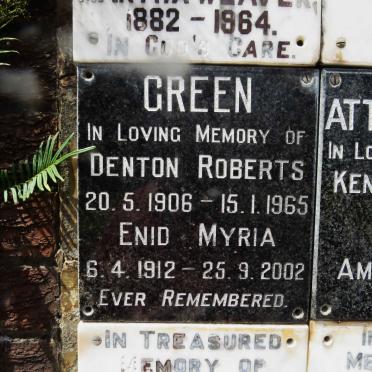 GREEN Denton Roberts 1906-1965 &amp; Enid Myria 1912-2002