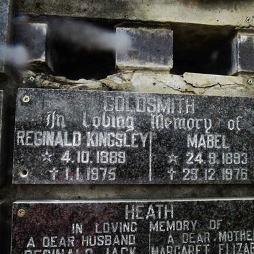 GOLDSMITH Reginald Kingsley 1889-1975 &amp; Mabel 1893-1976