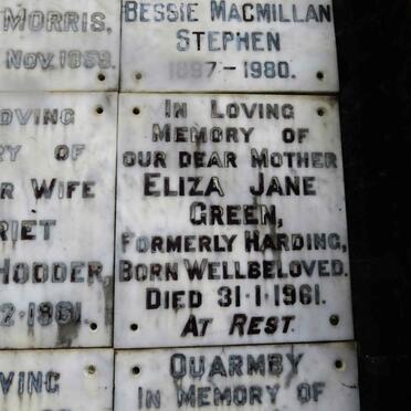 GREEN Eliza Jane formerly HARDING nee WELLBELOVED -1961