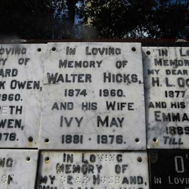 HICKS Walter 1874-1960 &amp; Ivy May 1881-1976
