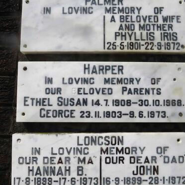 HARPER George 1903-1973 &amp; Ethel Susan 1908-1968