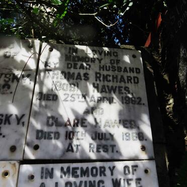 HAWES Thomas Richard -1982 &amp; Clare -1968