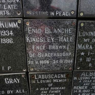 HALL Enid Blanche KINGSLEY-, nee BROWN 1896-1984