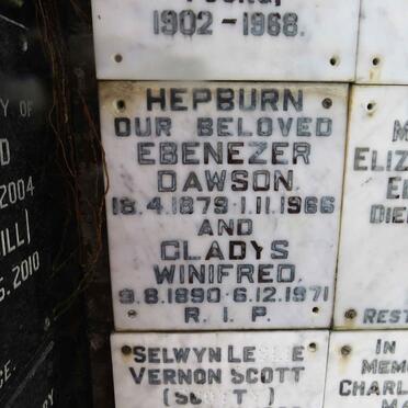 HEPBURN Ebenezer Dawson 1879-1966 &amp; Gladys Winifred 1890-1971