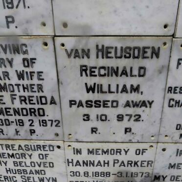 HEUSDEN Reginald William, van -1972